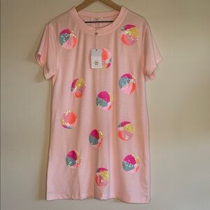 Colorful Sequin Patterned Pink Dress